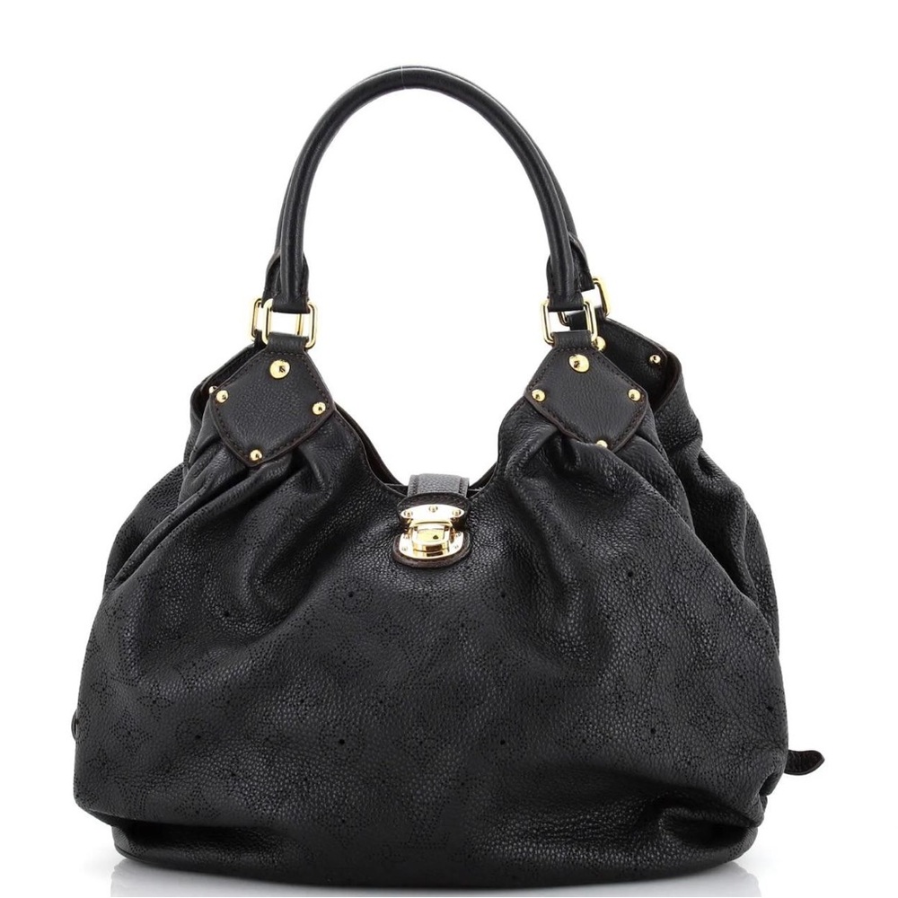 Louis Vuitton Mahina XL Black Leather Hobo Bag With Monogram Design